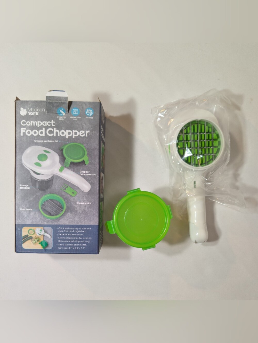 New Manual Compact Food Chopper Dishwasher Safe Stainless Steel BPA Free